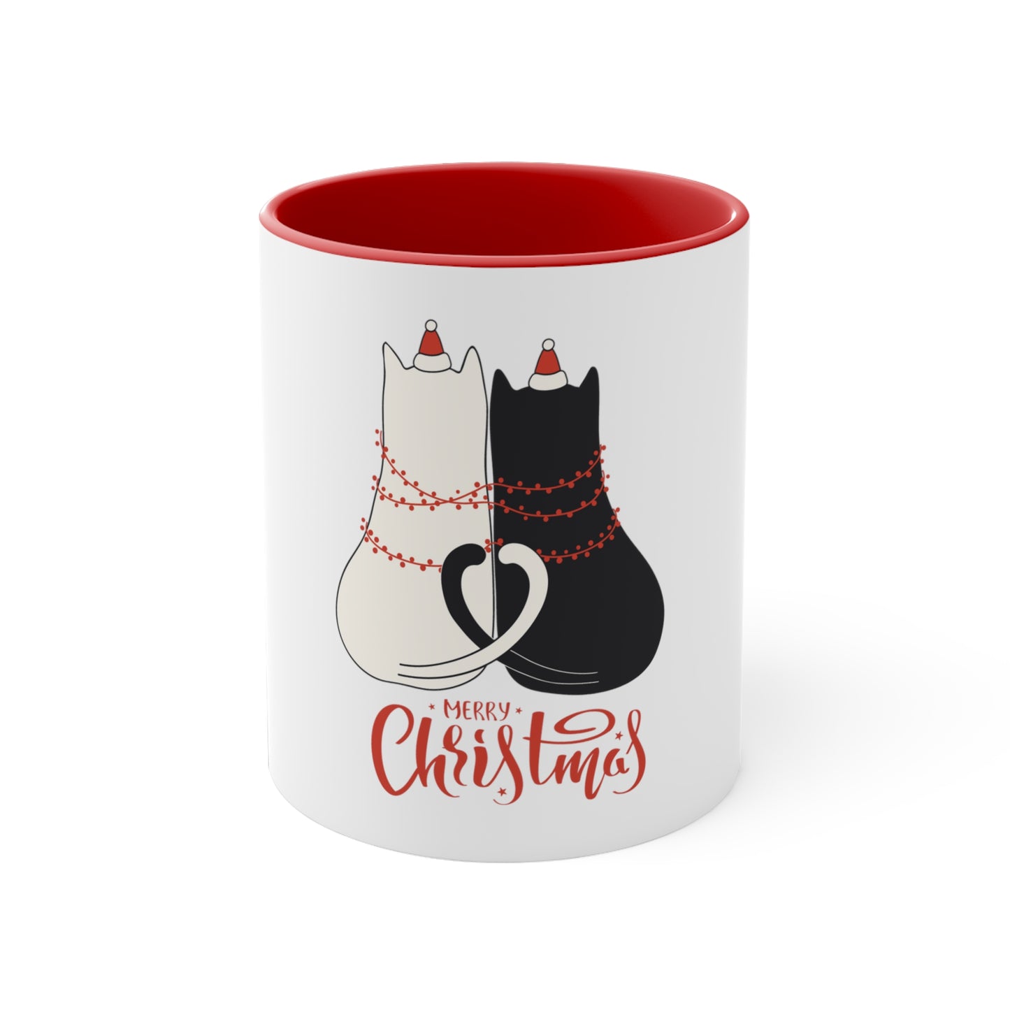 Een dieren koffiekopje / koffiemok "Marry Christmas - Zwart-witte kat"