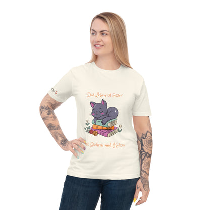 PETRADO Unisex Jersey T-Shirt "Bücher und Katzen"