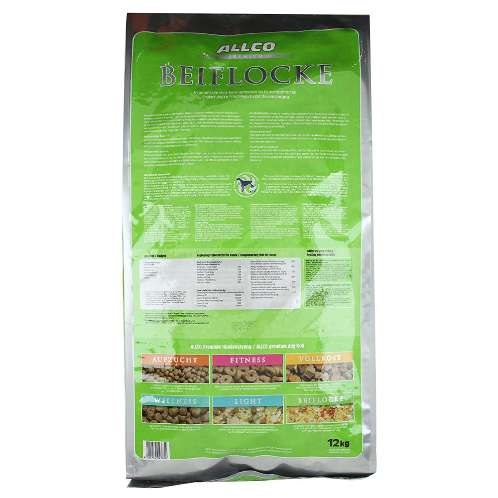 Allco Dog Premium Beiflocke 12 kg Verpackung Rückseite - petrado.de