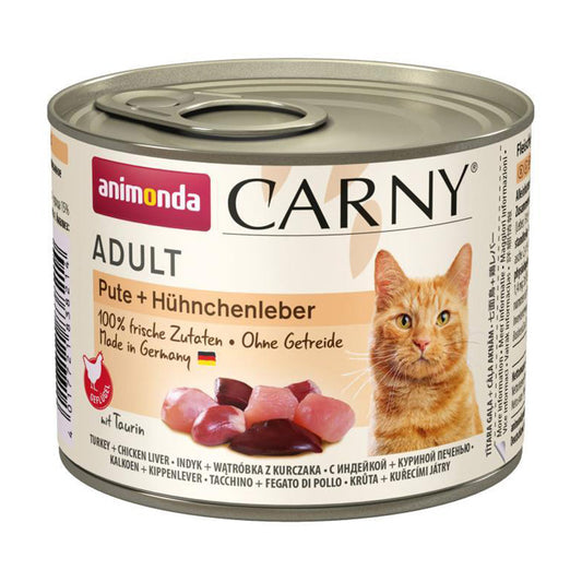 Animonda Carny Adult Pute & Hühnchenleber 6x200 g - Verpackung Vorderseite - petrado.de