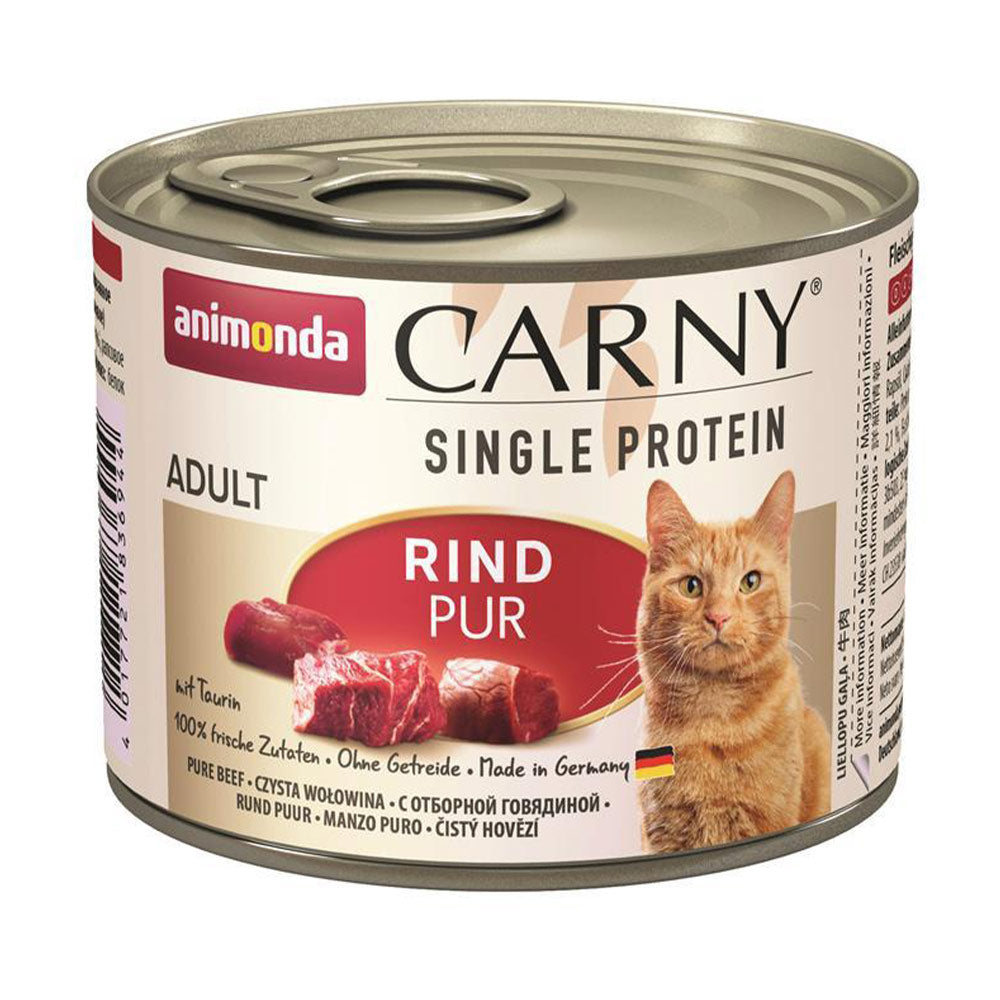 Animonda Carny Adult Single Protein Rind pur 6x200 g - Verpackung Vorderseite - petrado.de