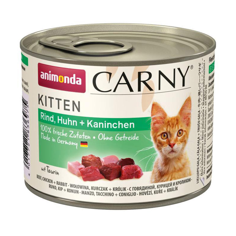 Animonda Carny Kitten Rind & Huhn & Kaninchen 6x200 g - Verpackung Vorderseite - petrado.de