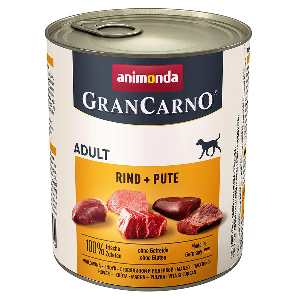 Animonda GranCarno Adult Rind & Pute 6x800 g - Verpackung Vorderseite - petrado.de