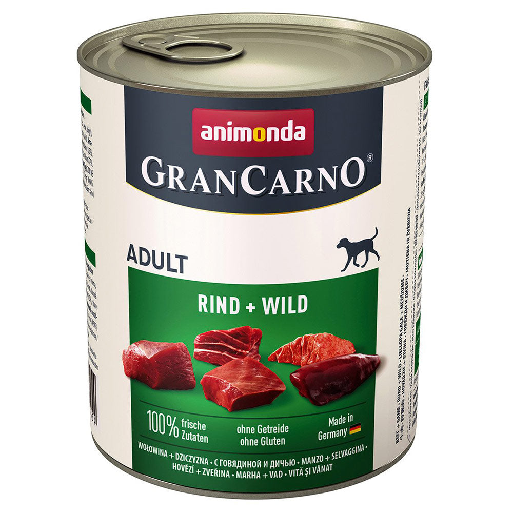 Animonda GranCarno Adult Rind & Wild 6x800 g - Verpackung Vorderseite - petrado.de