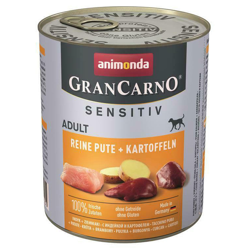 Animonda GranCarno Adult Sensitive reine Pute & Kartoffeln 6x800 g - Verpackung Vorderseite - petrado.de