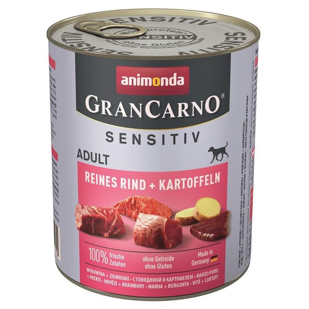 Animonda GranCarno Adult Sensitive reines Rind & Kartoffeln 6x800 g - Verpackung Vorderseite - petrado.de