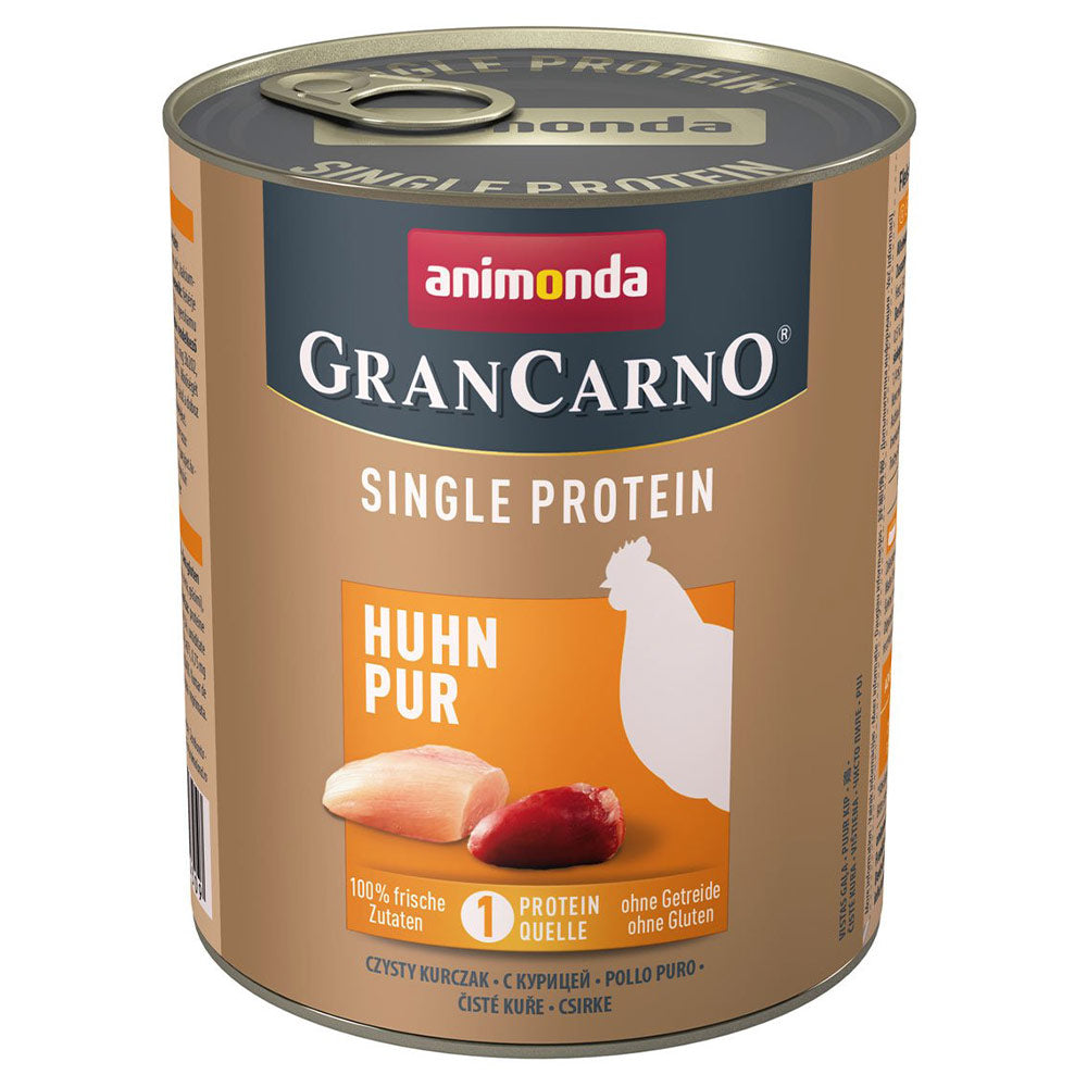 Animonda GranCarno Adult Single Protein Huhn pur 6x800 g - Verpackung Vorderseite - petrado.de