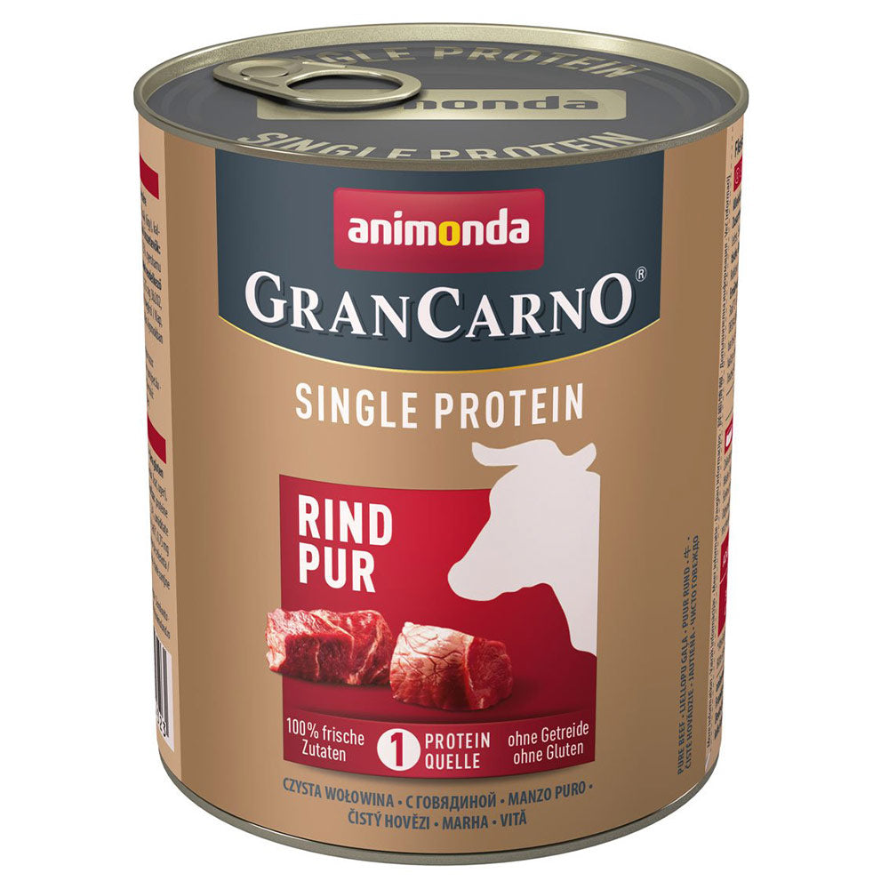 Animonda GranCarno Adult Single Protein Rind pur 6x800 g - Verpackung Vorderseite - petrado.de