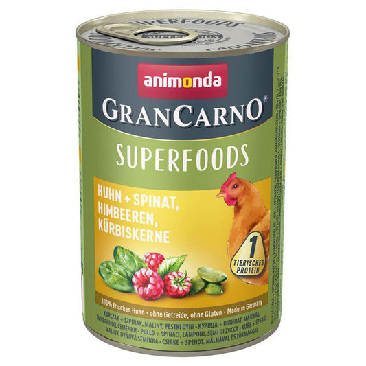 Animonda GranCarno Adult Superfoods Huhn + Spinat, Himbeeren, Kürbiskerne