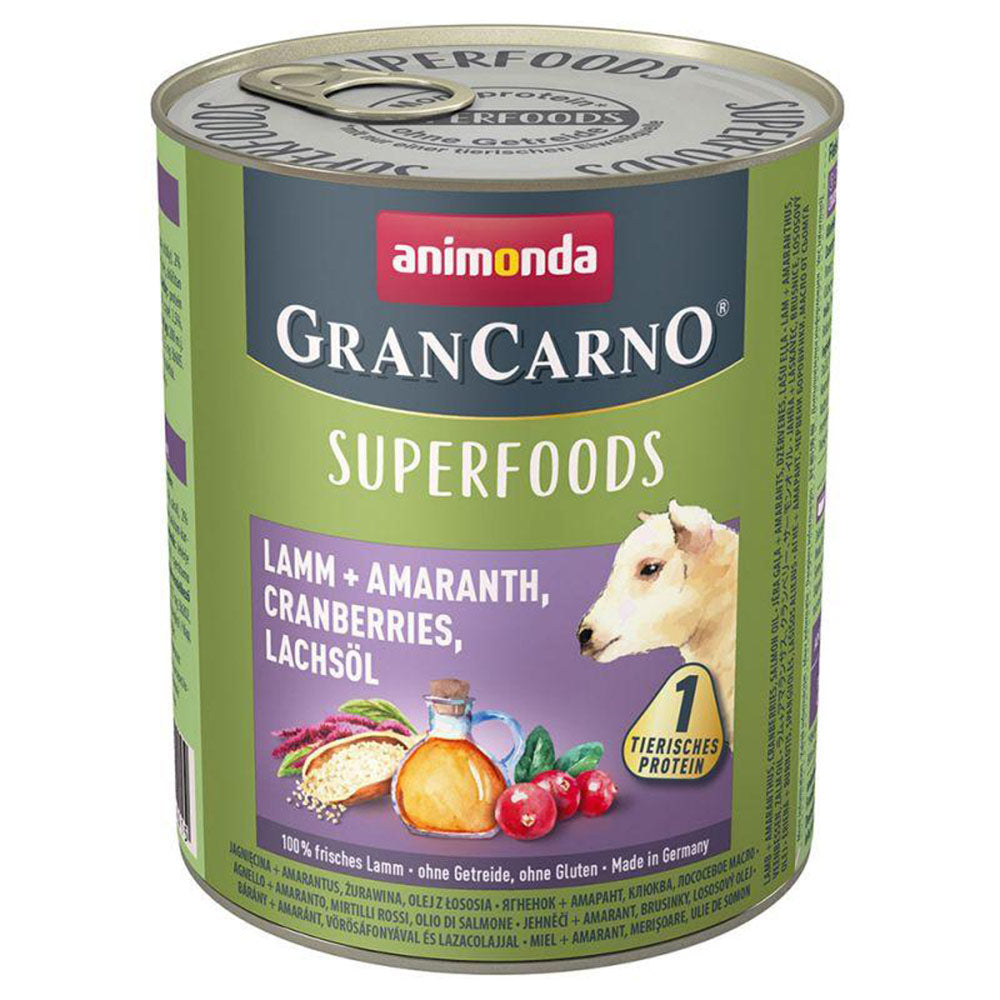 Animonda GranCarno Adult Superfoods Lamm & Amaranth 6x800 g - Verpackung Vorderseite - petrado.de