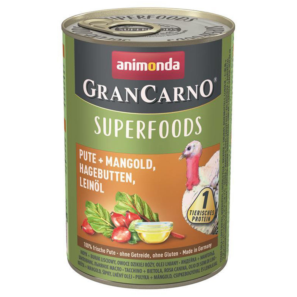 Animonda GranCarno Adult Superfoods Pute + Mangold, Hagebutten, Leinöl