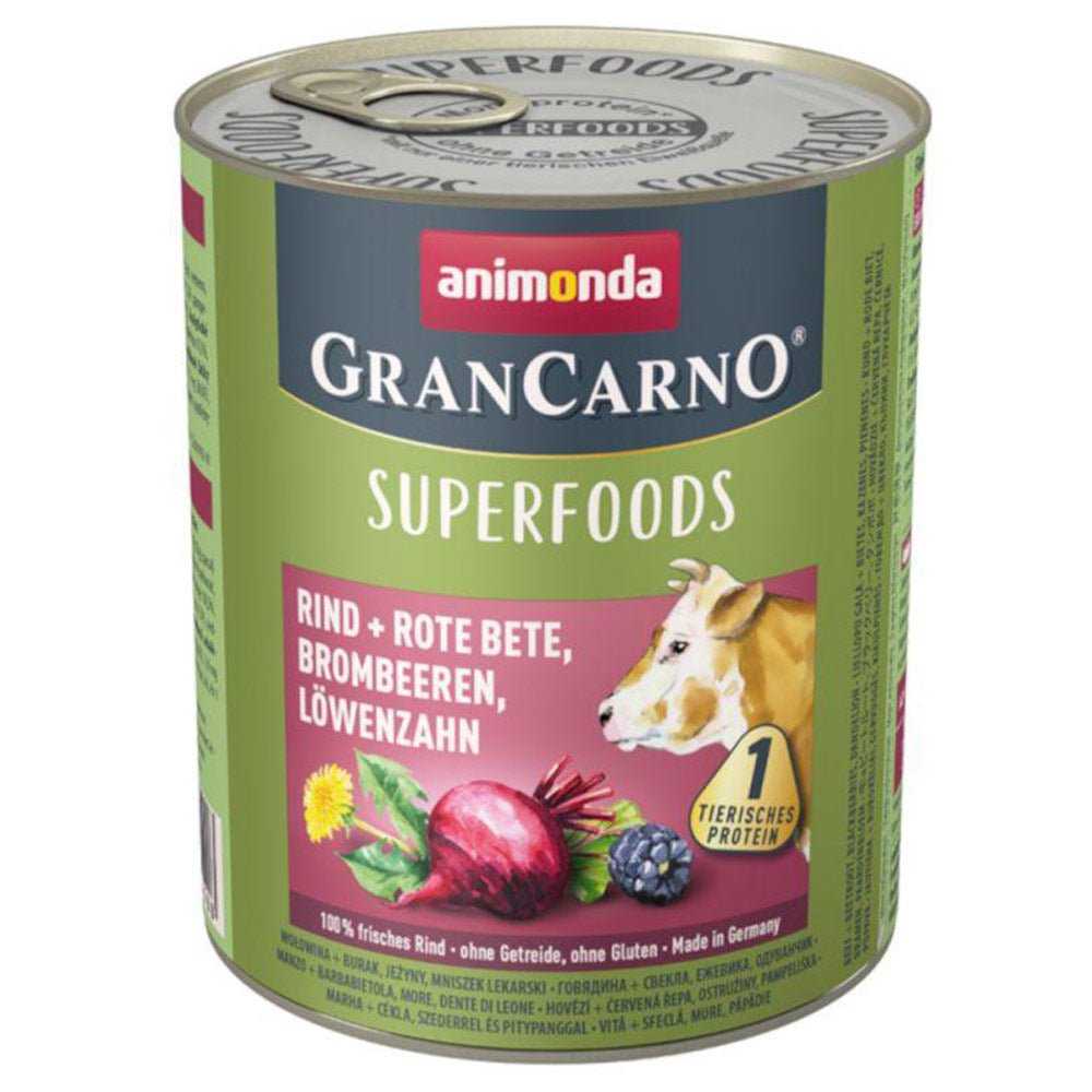 Animonda GranCarno Adult Superfoods Rind & Rote Beete 6x800 g - Verpackung Vorderseite - petrado.de