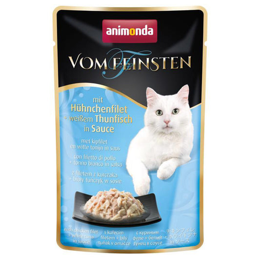 Animonda vom Feinsten mit Hühnchenfilet & weißer Thunfisch in Sauce 18x50 g - Verpackung Vorderseite - petrado.de