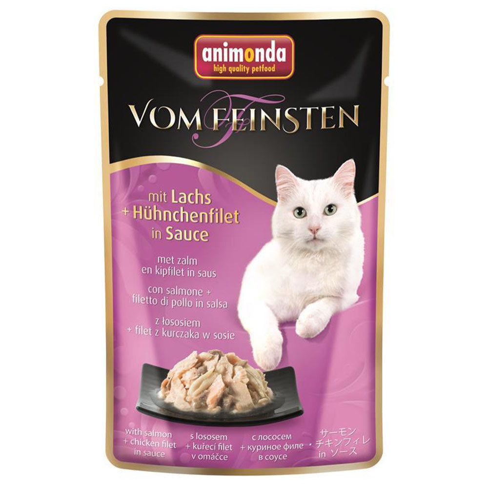 Animonda vom Feinsten mit Lachs & Hühnchenfilet in Sauce 18x50 g - Verpackung Vorderseite - petrado.de