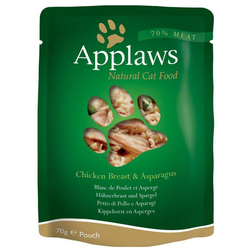 Applaws Cat Multipack mit Hühnchen 12x70 g - Verpackung Vorderseite - Hühnchenbrust & Spargel - petrado.de