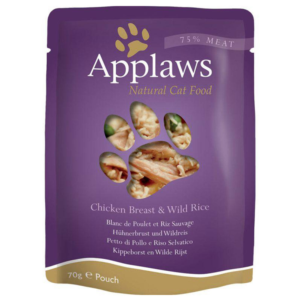 Applaws Cat Multipack mit Hühnchen 12x70 g - Verpackung Vorderseite - Hühnchenbrust & Wildreis - petrado.de