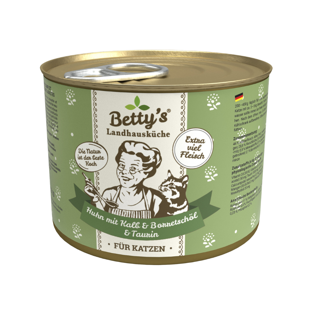 Betty`s landhuiskeuken kattenkip met kalfsvlees + borageolie