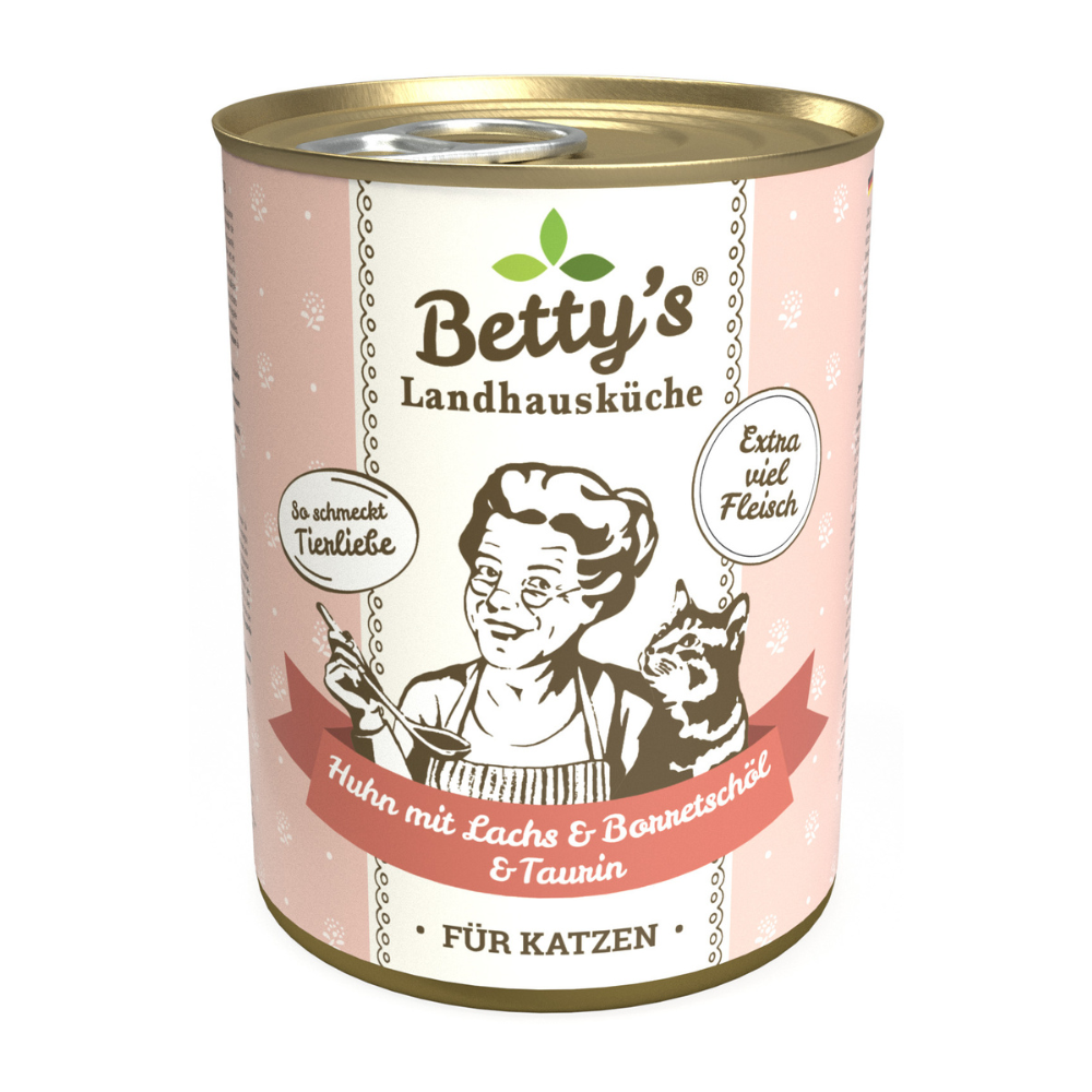 Betty`s landhuiskeuken kattenkip met zalm + borageolie