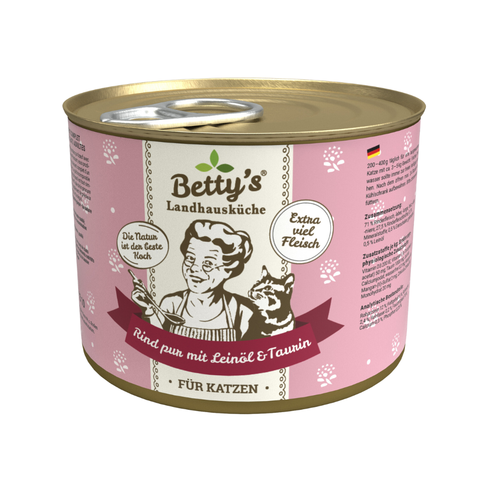 Betty`s Landhausküche Katze Rind pur mit Leinöl