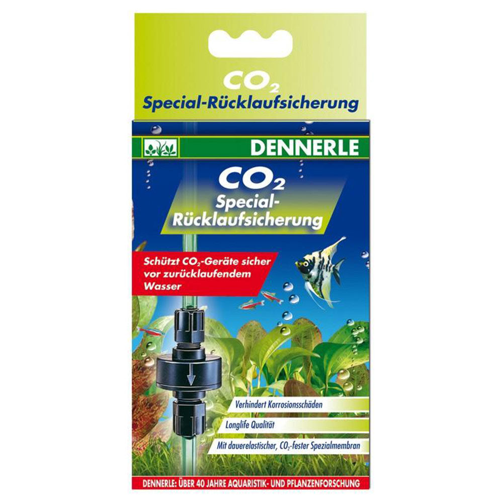 Dennerle CO2 Special-Rücklaufsicherung - Schützt CO2 Geräte sicher vor zurücklaufendem Wasser - Verpackung Vorderseite - Verhindert Korrosionsschäden - Langlebige Qualität - Mit dauerelastischer Co2 fester Spezialmembran - petrado.de