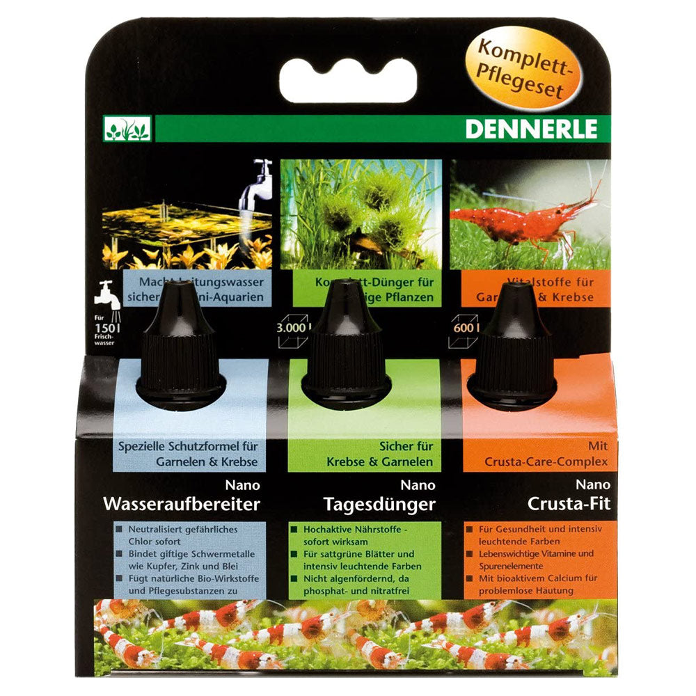 Dennerle Nano Pflegeset 3 x 15 ml - Verpackung Vorderseite - petrado.de