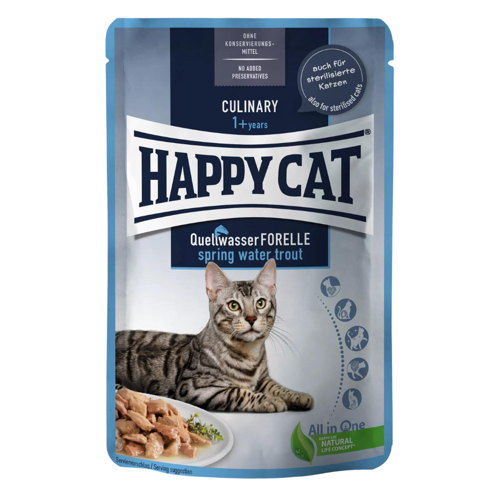 Happy Cat Pouches Meat in Sauce - Culinary Quellwasser-Forelle