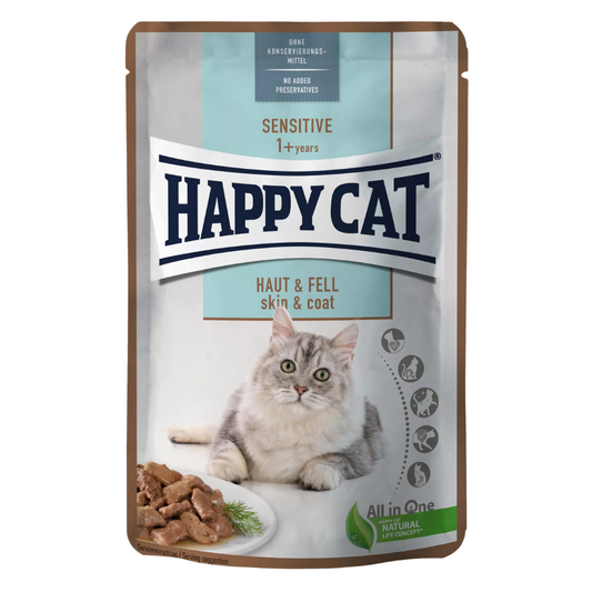 Happy Cat Pouches Meat in Sauce - Sensitive Haut + Fell