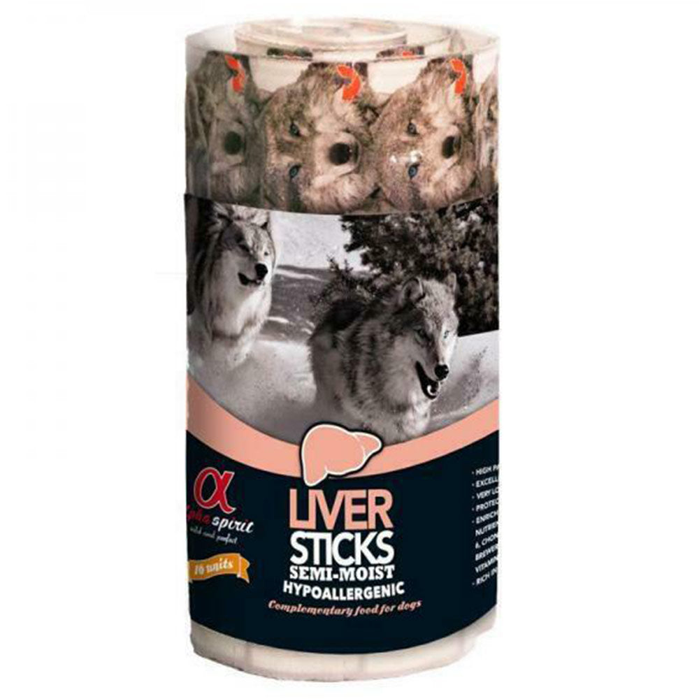 alpha spirit Dog Stick Leber 12x16er Pack - Verpackung Vorderseite - petrado.de