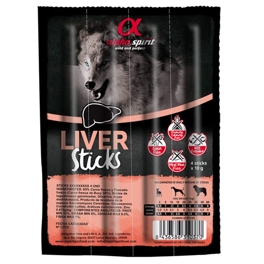 alpha spirit Dog Stick Leber 16x4er Pack - Verpackung Vorderseite - petrado.de