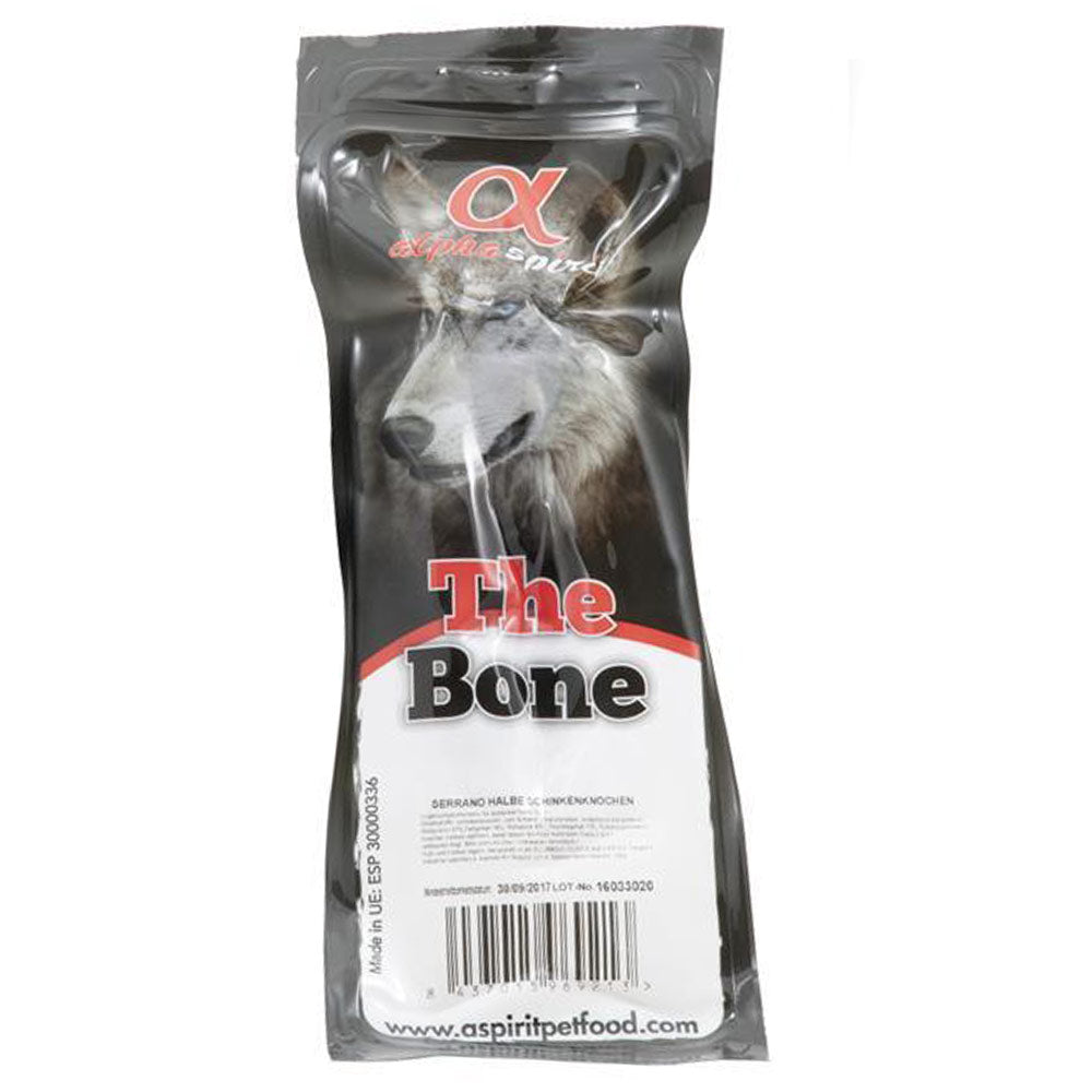 alpha spirit Dog The Bone Serano halber Schinkenknochen Vakuum verpackt 20 Stück - Verpackung Vorderseite - petrado.de